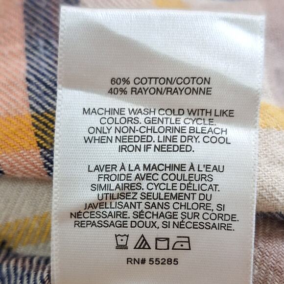 EXPRESS Shirt Women's Medium Boyfriend Flannel Classic Plaid Preppy Comfy Cozy - Picture 6 of 6